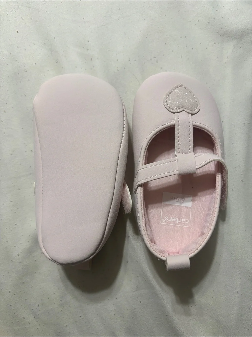 Carter's Light Pink Heart Strap Mary Jane Baby Shoes